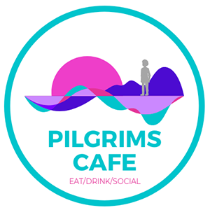Colourful logo for pilgrim cafe